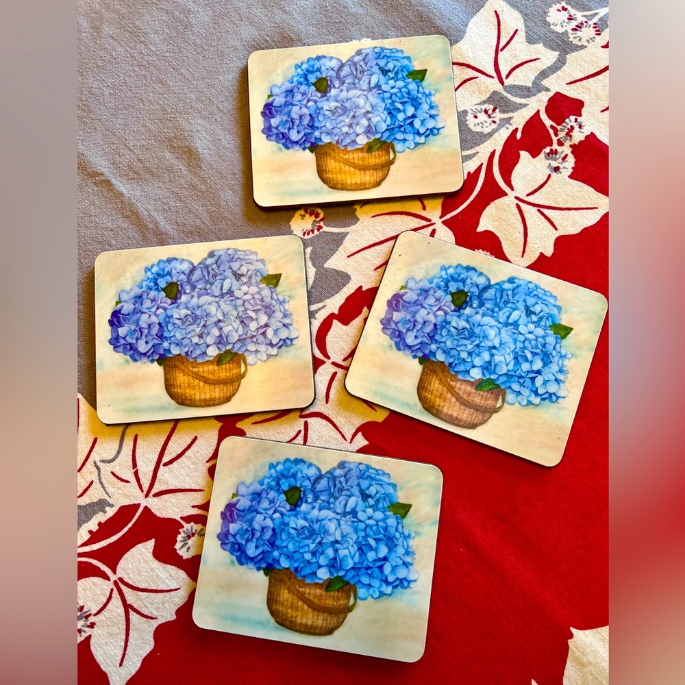 Set of 4 Hydrangea coasters from England
